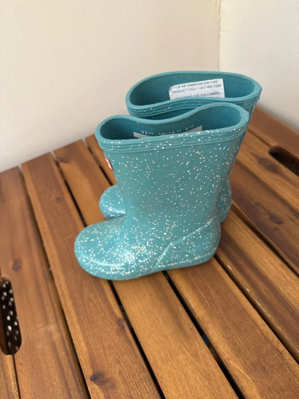 Hunter Little Kid First Classic Giant Glitter Boot Aqua size 9